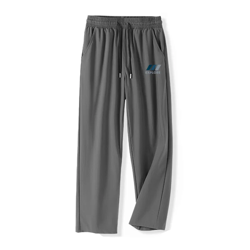 Детские брюки прямого кроя из льняного шелка MINISO, Цвет Ice Silk Cooling Olive Green (Ma Exploration Dark Blue Pants Logo) — фото 3