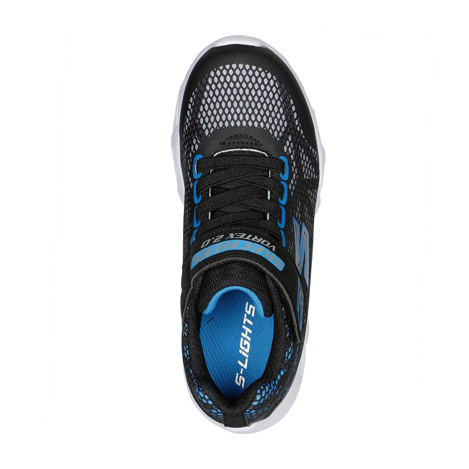 Детские спортивные кроссовки со светящейся подошвой VORTEX 2.0 Skechers, Schwarz Blau Silber — фото 4