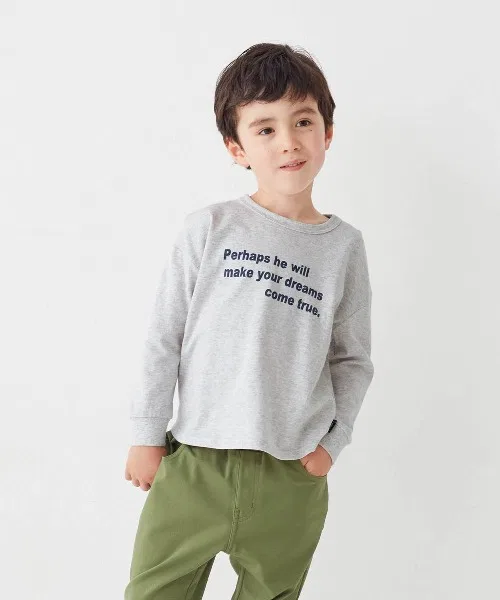 Детский лонгслив с логотипом и круглым вырезом GITA, Heather Grey