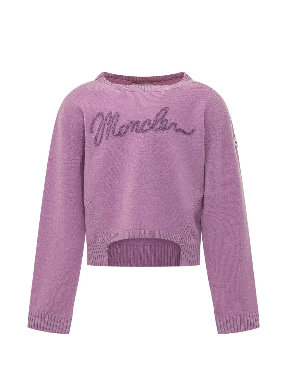 Свитер с вышивкой логотипа и вырезами Moncler Enfant, фиолетовый