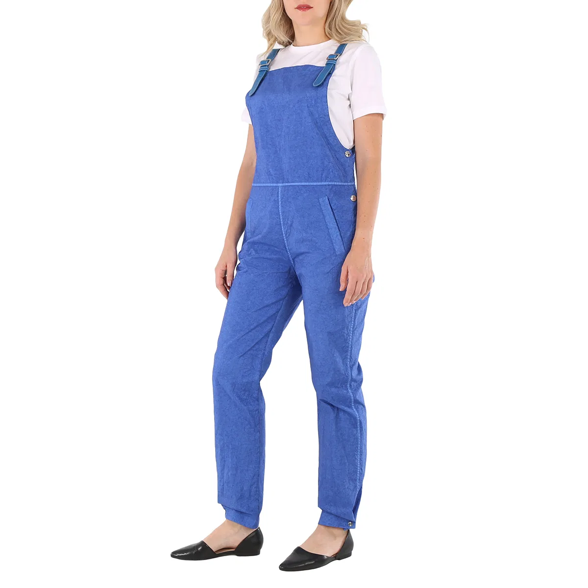Комплект комбинезон Burberry Warm Royal Blue Leather-Trim Canvas Dungarees Jumpsuit, Warm Royal Blue — фото 3