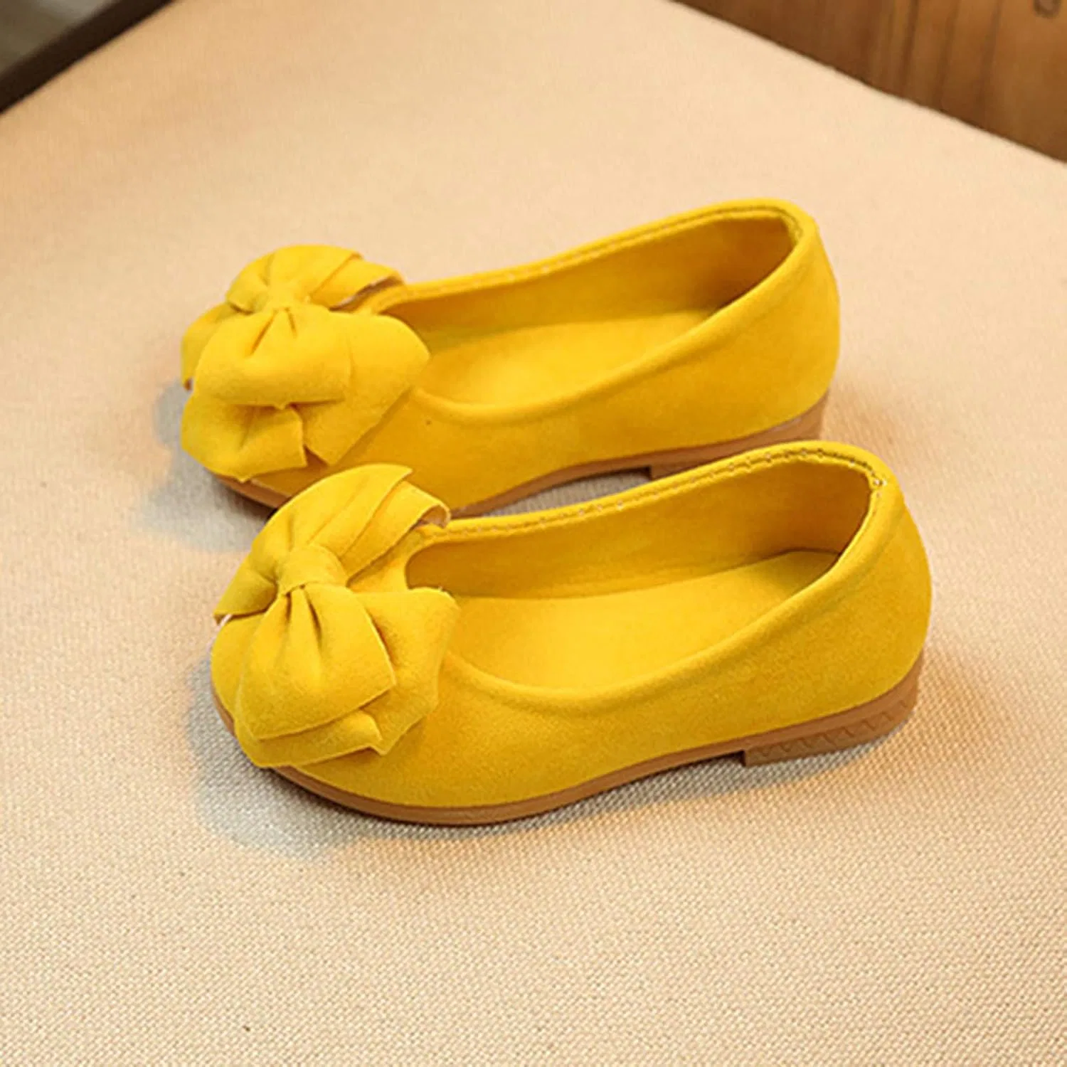 Детские туфли Мэри Джейн для девочек с бантом, Yellow — фото 2
