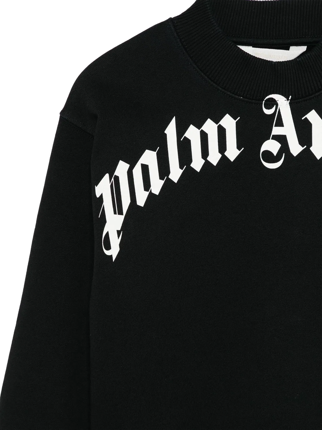 Palm Angels Свитшот с круглым вырезом и изогнутым логотипом, черный — фото 2