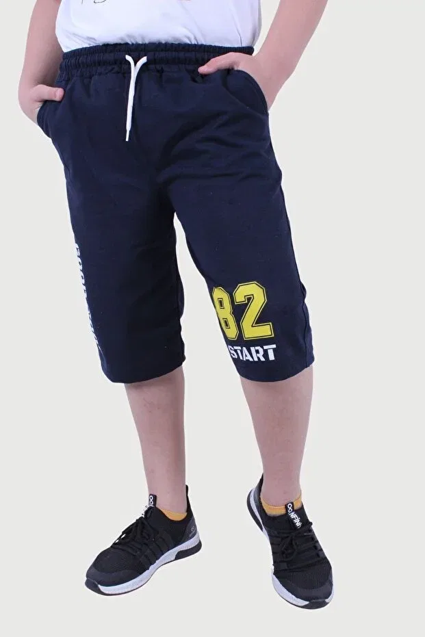 Детские шорты для мальчиков с принтом Fyk Collection, Navy Blue — фото 4