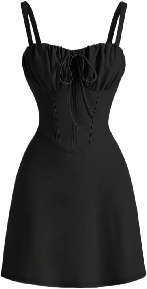 Женское платье-комбинация на бретелях с расклешенным кроем, Knitted Fabric, чёрный