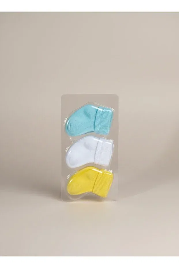 Детский комплект носков для девочек 3 пары Basics Nio Lua, Blue-White-Yellow — фото 3