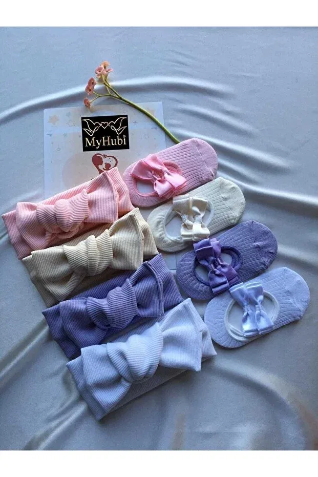 Детский комплект носков для девочек Myhubi, White Lilac Pink Ecru