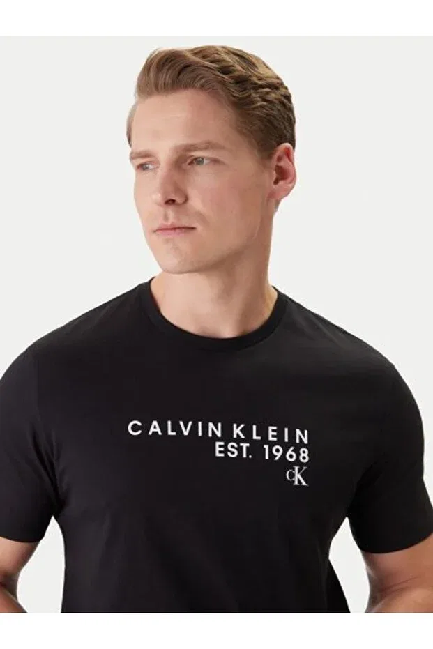Мужская футболка с коротким рукавом хлопковая Calvin Klein, Black — фото 4