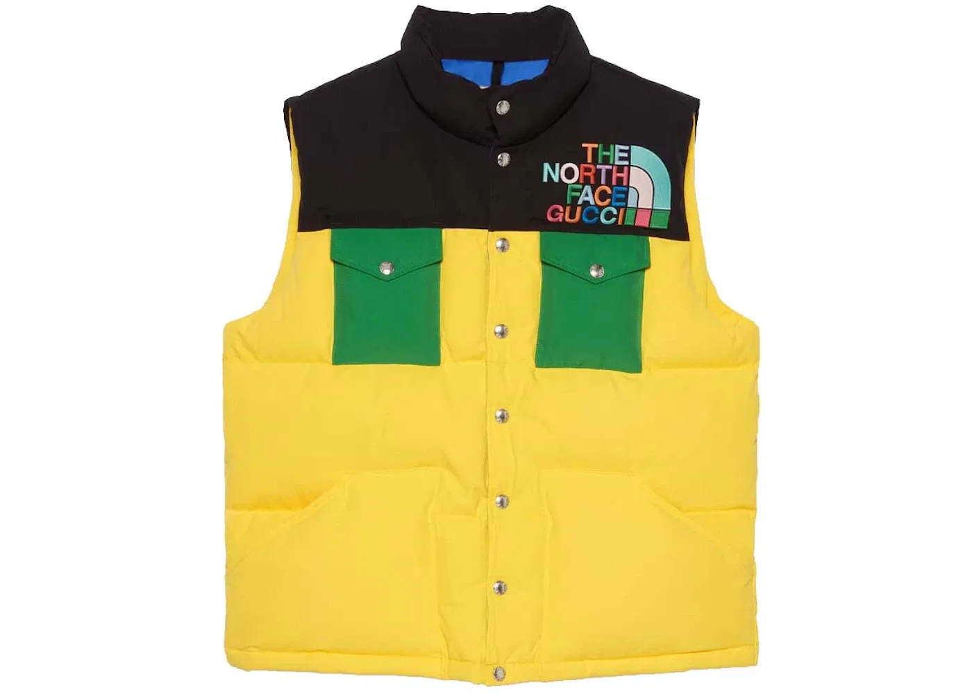 Женский жилет с принтом Gucci x The North Face Down Vest, Yellow/Black/Green
