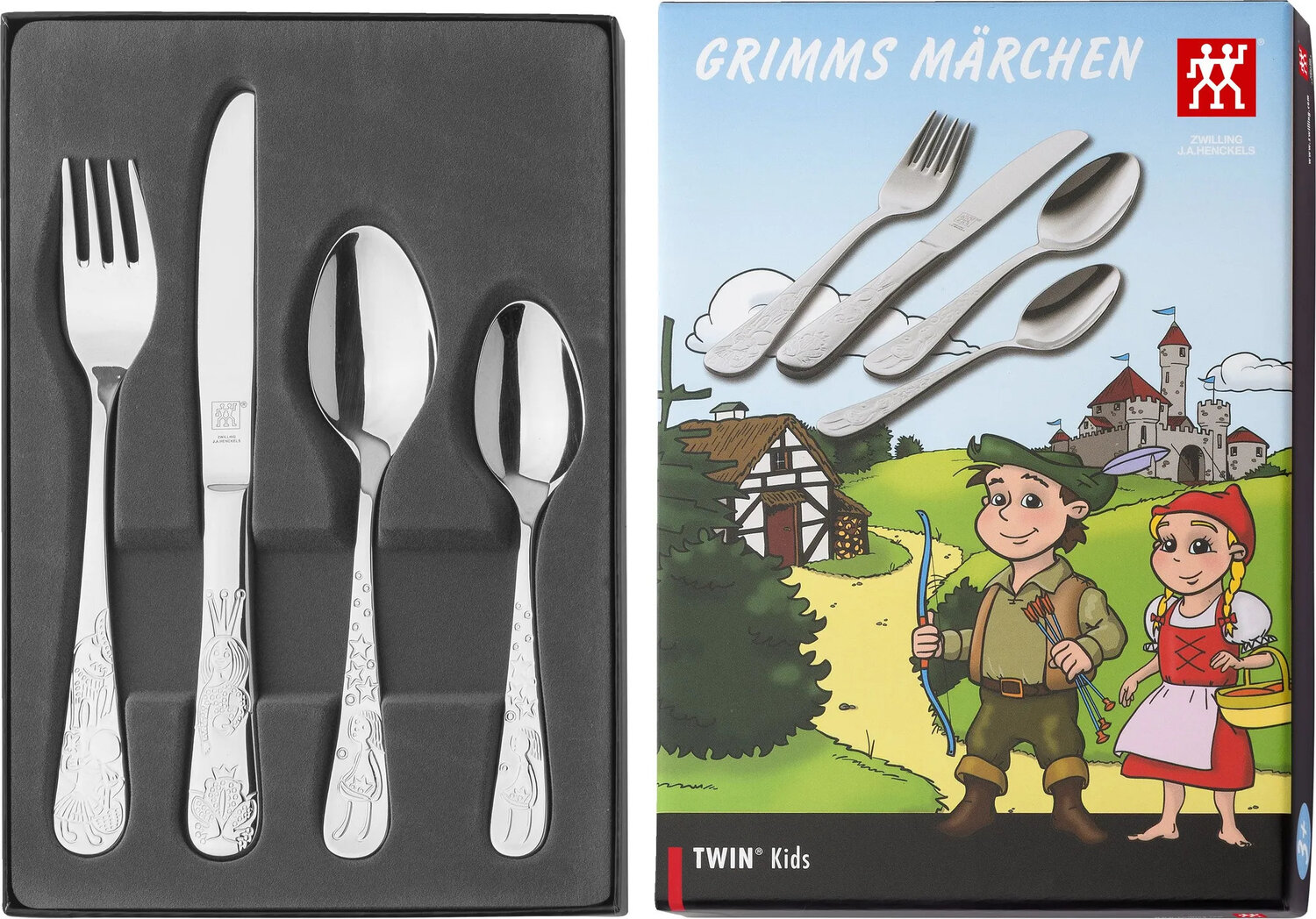 Детский набор столовых приборов ZWILLING Grimms Fairy Tales, 4 предмета, серебристый — фото 2