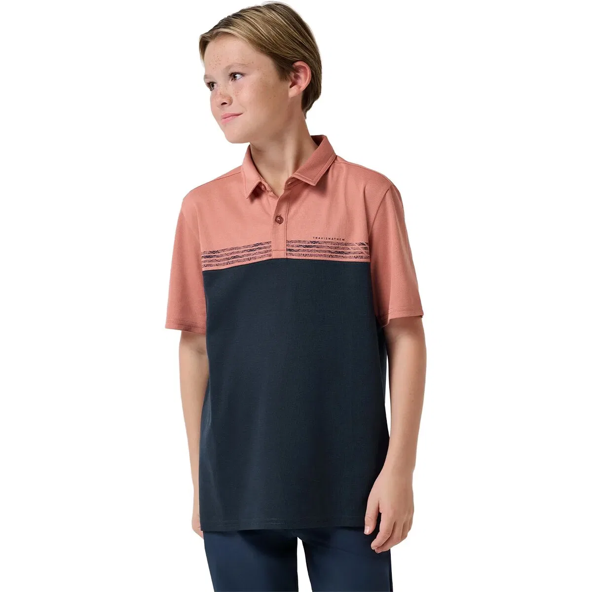 Детское поло с колорблокингом Y society rules shirt Travismathew, Brick Dust