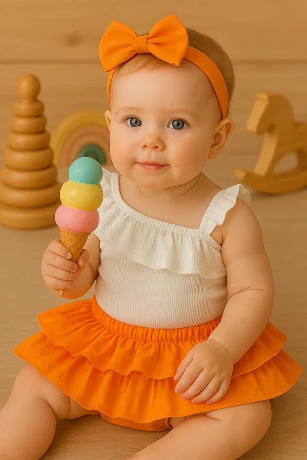 Детский комплект для девочек с принтом Mini Kids Baby, Orange