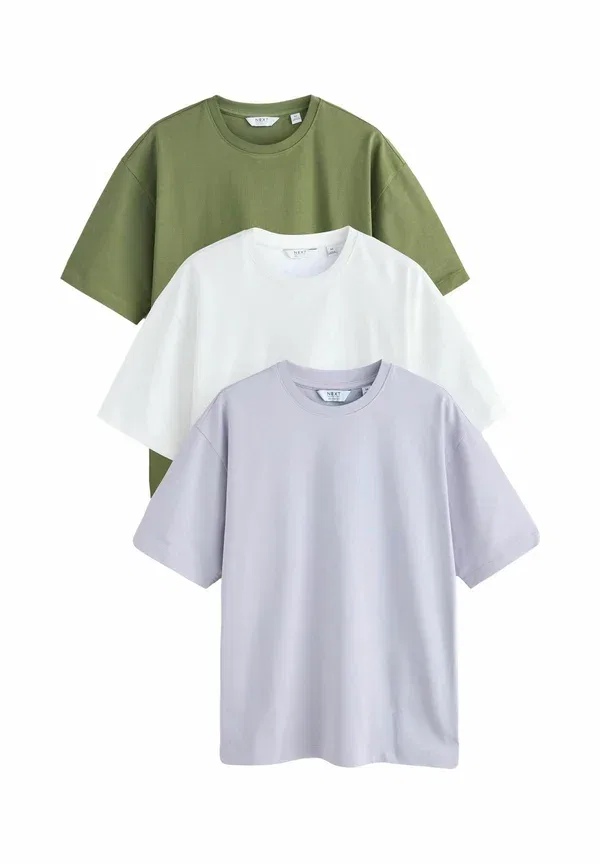 Футболки комплект 3 шт Heavyweight t-shirts 3 pack Next белый, зеленый, сиреневый, фиолетовый — фото 3