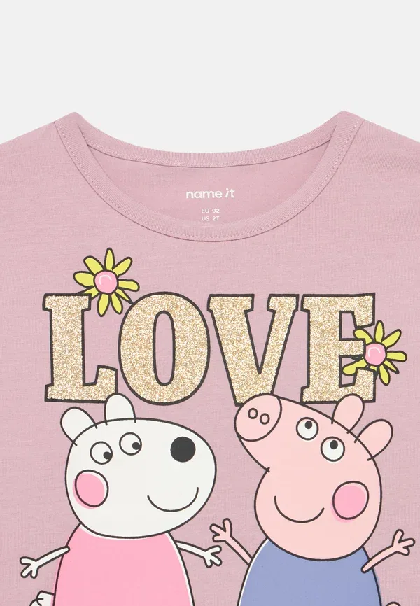 Футболка с длинным рукавом с принтом Peppa pig, Name It, Dawn Pink, розовый — фото 4