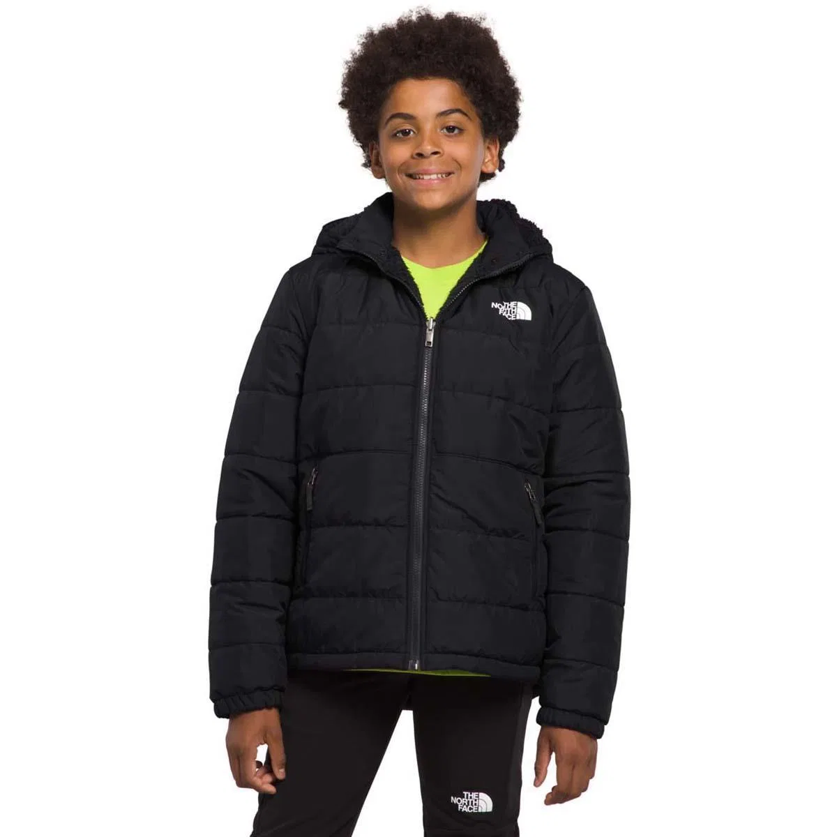 Детская куртка-худи с капюшоном, двусторонняя, с утеплителем, The North Face, TNF Black