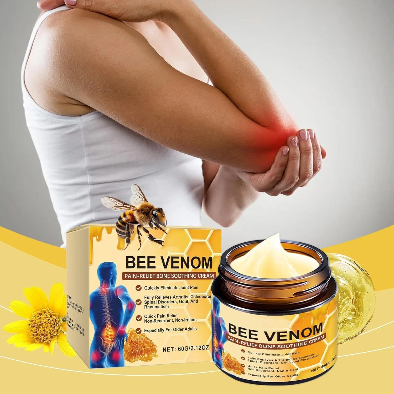 Крем для суставов с пчелиным ядом, 5 шт, 60 г, Bee Venom Cream Joints Generic — фото 2