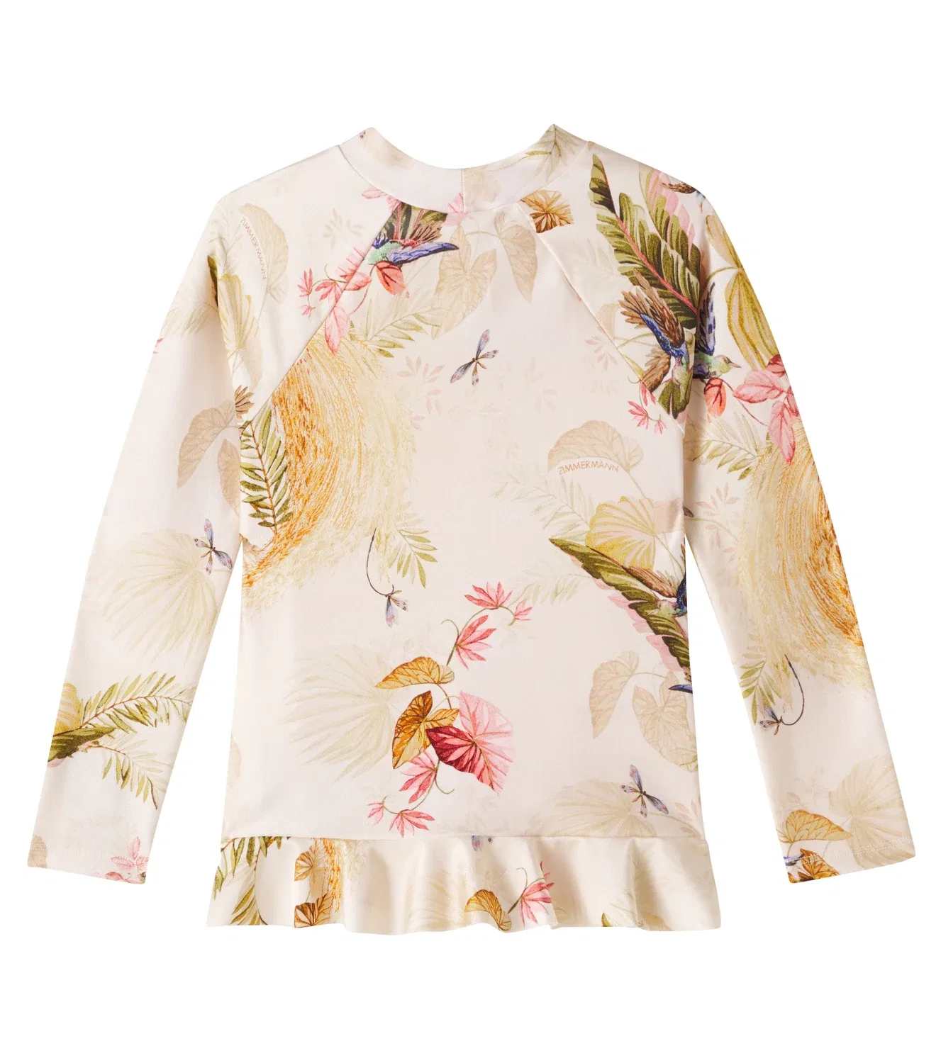 Топ-рашгард с оборками Zimmermann Kids, Cream Palm Floral — фото 4