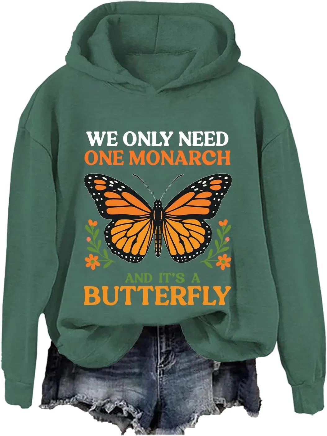 Мужская худи с принтом бабочки Unisex, Green-1