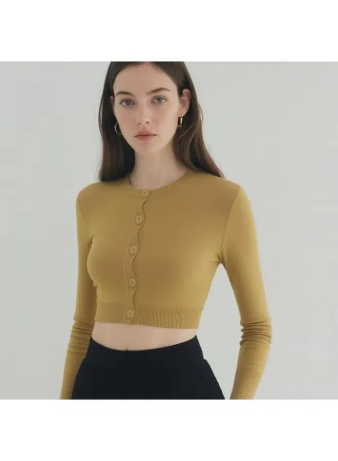 Кардиган укороченный с бахромой Zara, оливковый — фото 2