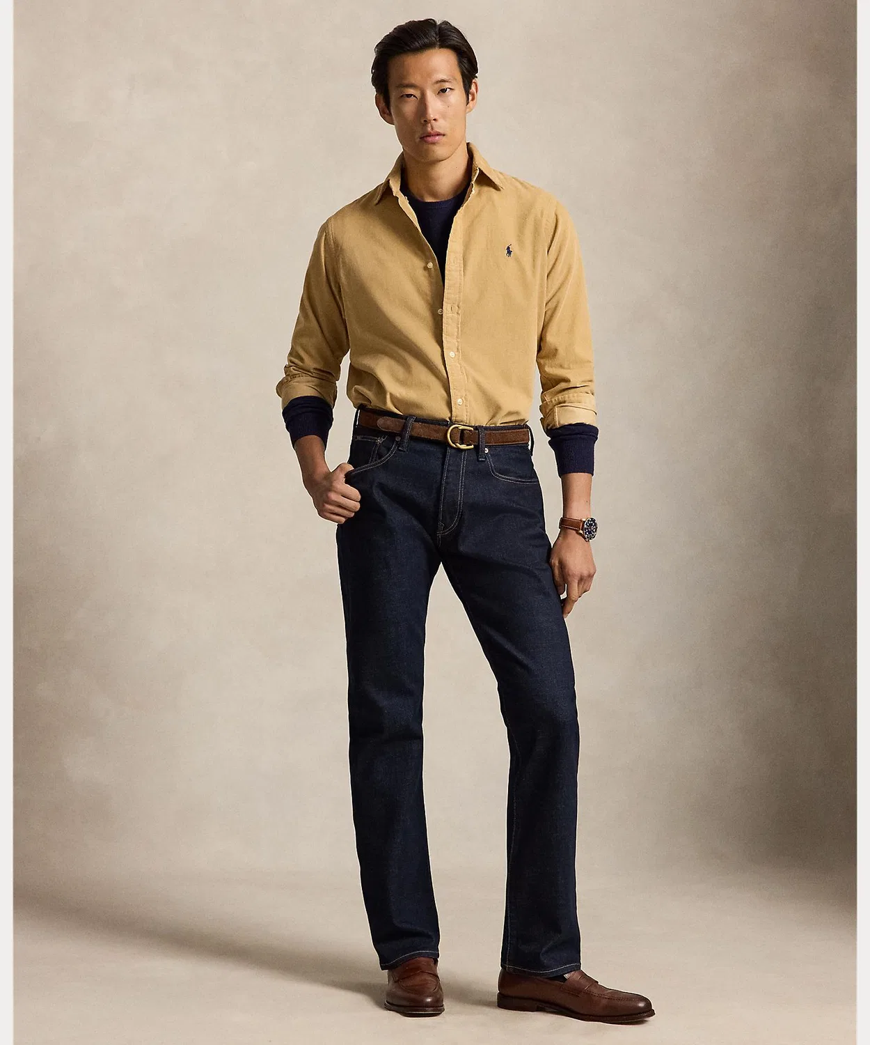 Мужская рубашка из вельвета с длинным рукавомClassic Fit POLO RALPH LAUREN, Brown — фото 3