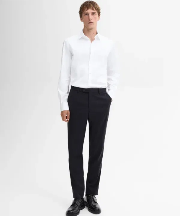 Слим-фит рубашка из 100% хлопка поплин, Massimo Dutti — фото 2