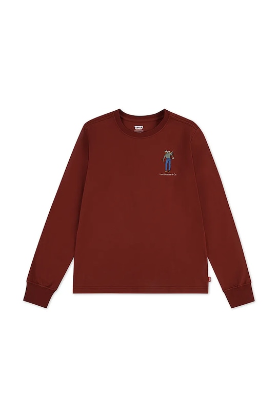 

Детская хлопковая футболка с длинным рукавом SADDLE MAN LS TEE Levi'S, бордовый