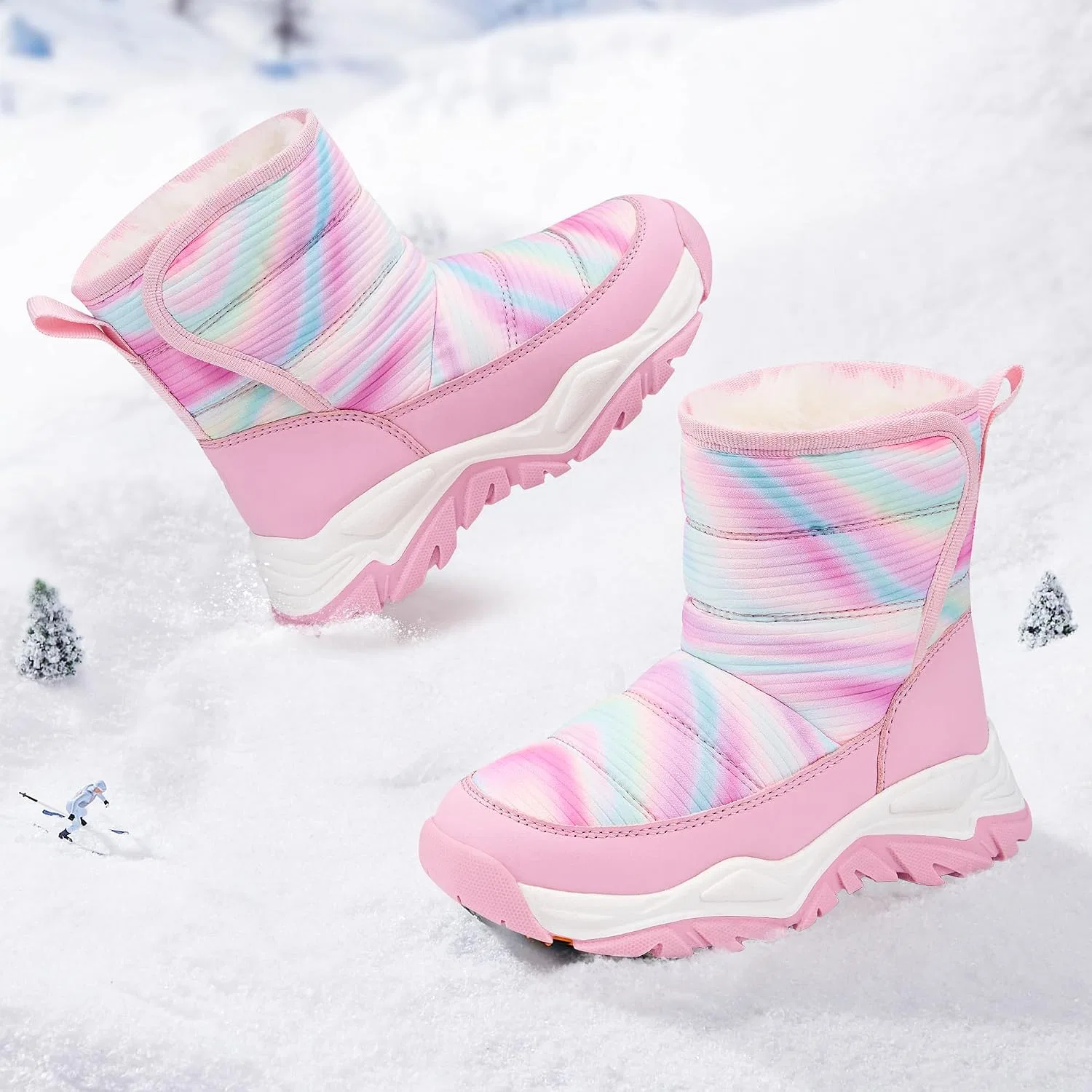 Детские зимние сапоги для девочек с утеплителем Stelle, Tie Dye Pink — фото 3