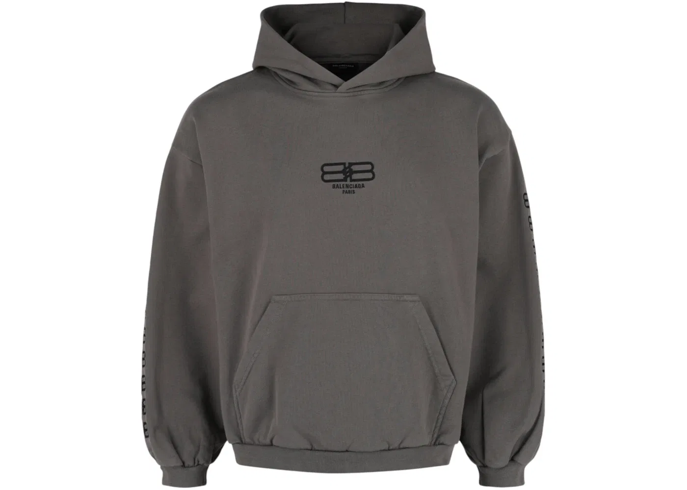 Мужской худи с вышивкой Balenciaga, Grey/Black