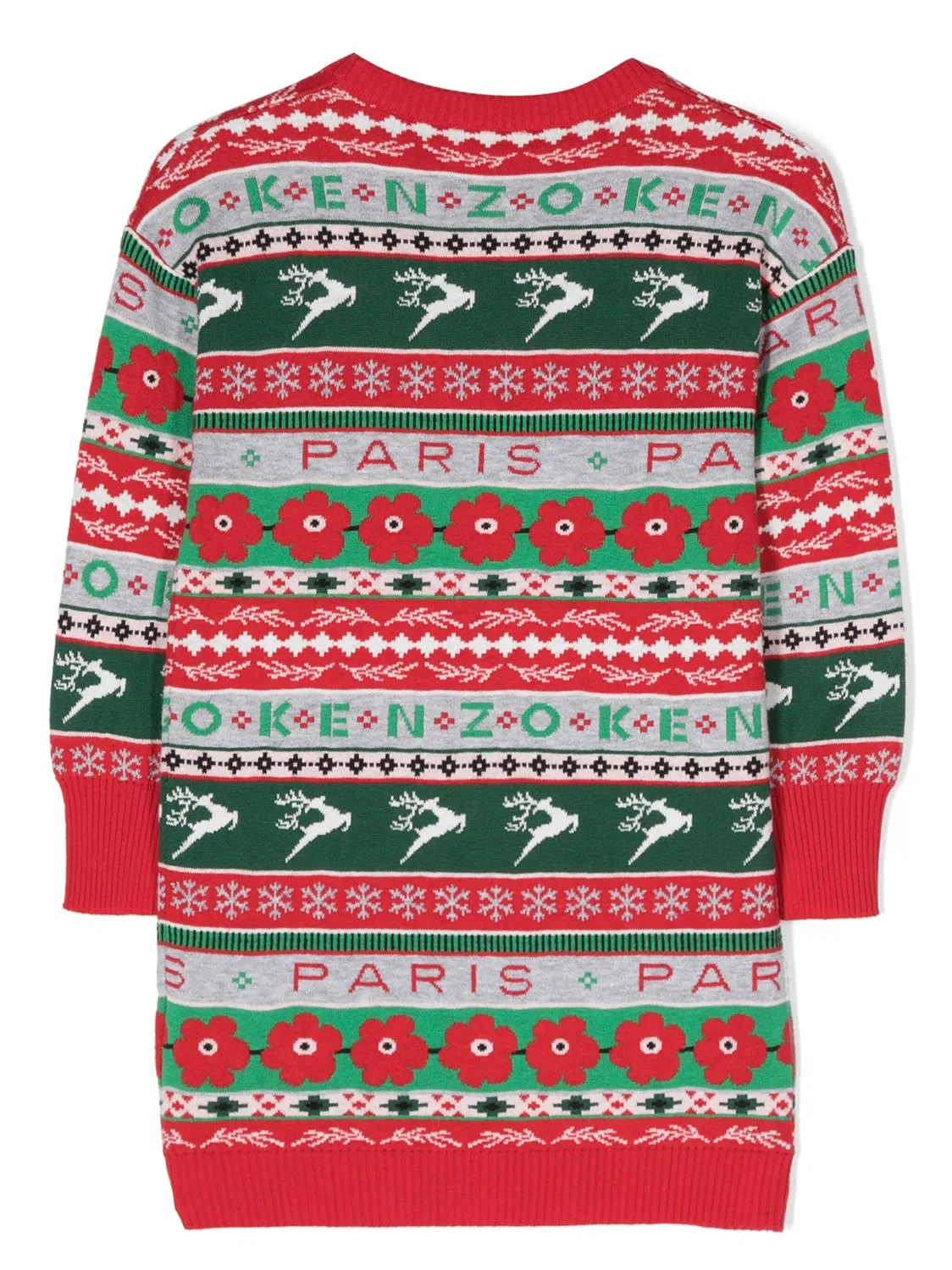 Платье с круглым вырезом и узором Fair Isle Kenzo, красный — фото 3