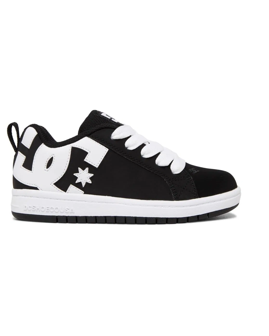 Детские кроссовки для мальчиков с кожаным верхом Court Graffik DC Shoes, Black White — фото 3