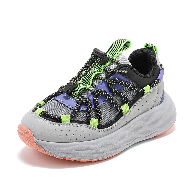 Детские кроссовки из сетки и синтетической кожи Lifestyle Shoes ABC KIDS, Gray/Black Green
