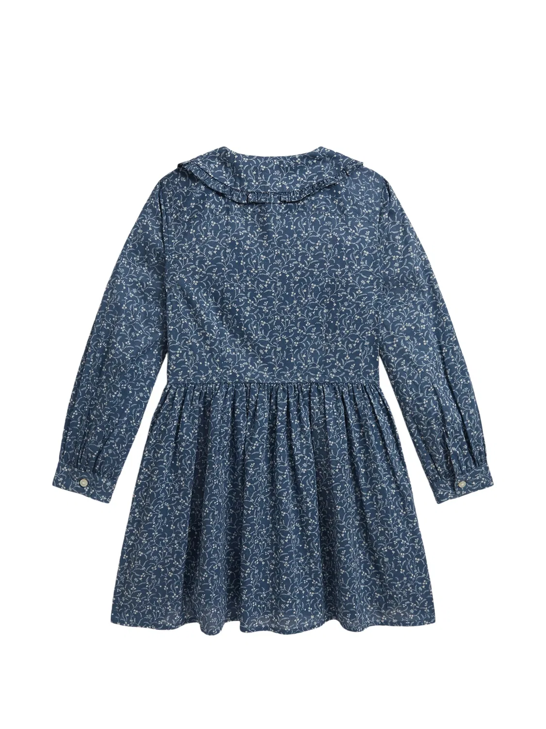 Платье с оборками и цветочным принтом Polo Ralph Lauren Kids, синий — фото 2