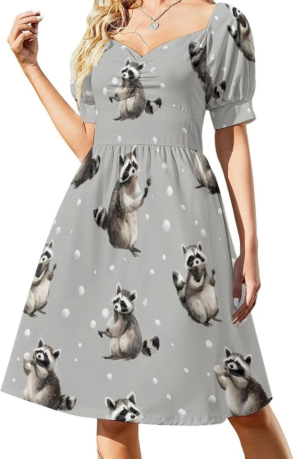 Женское летнее платье с пышными рукавами A-line Raccoon, Style