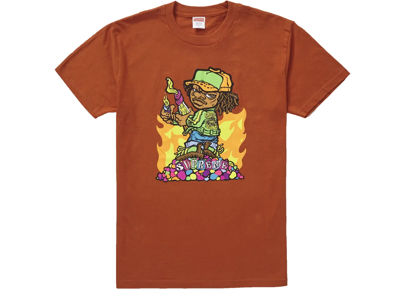 Мужская футболка с принтом Supreme Molotov Kid Tee, Rust