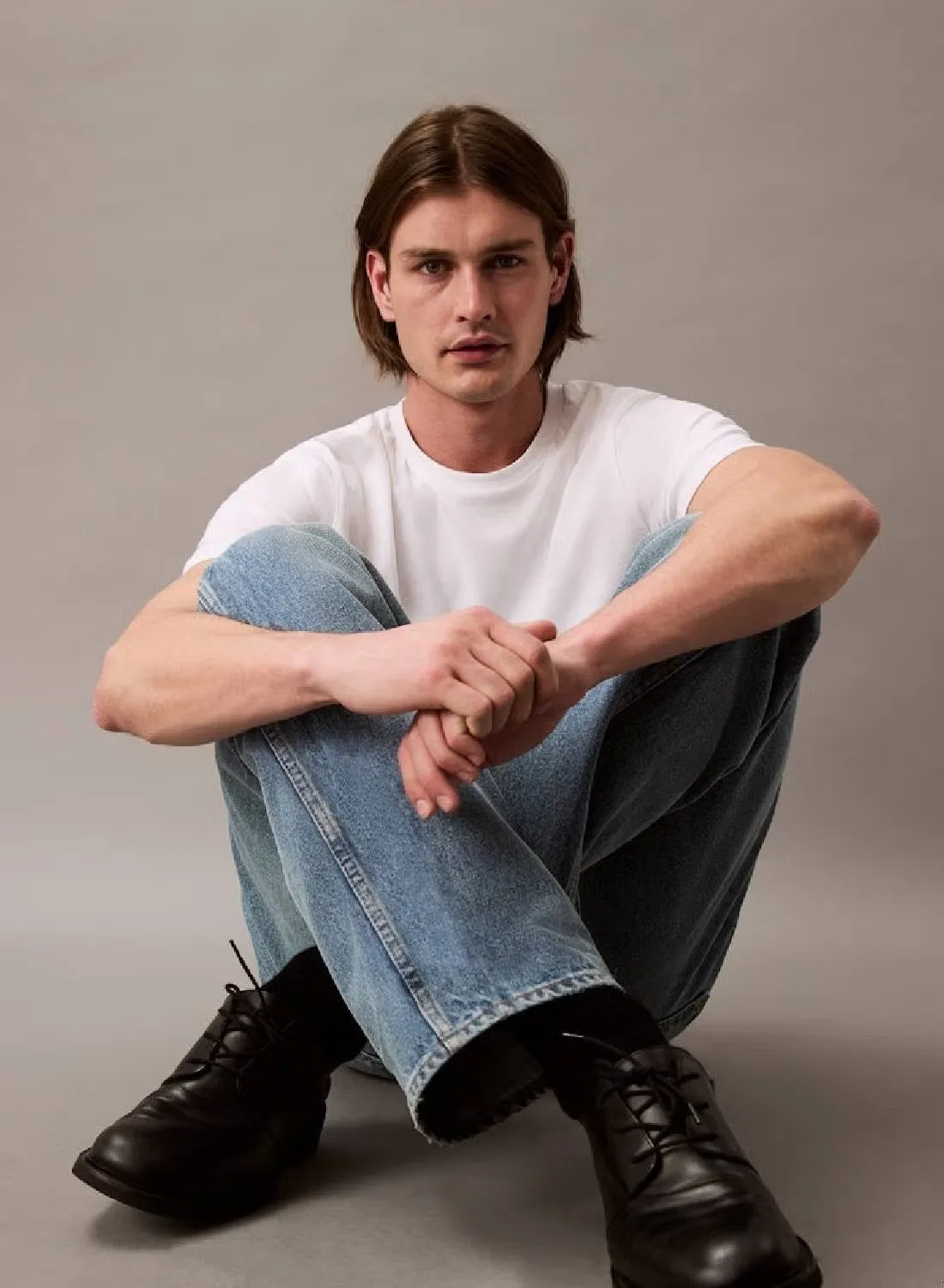 Футболка хлопковая классического кроя Calvin Klein, белый — фото 4