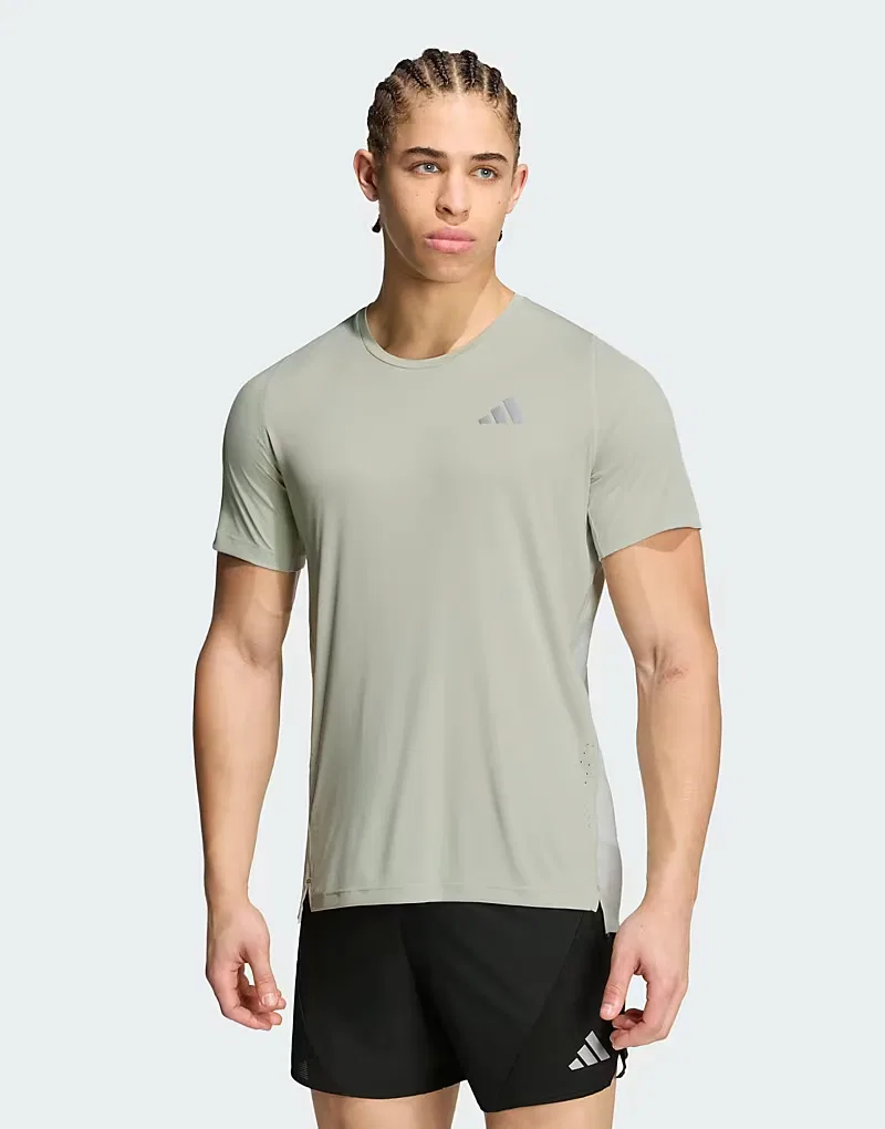 Беговая футболка Adidas performance Adi365breeze в цвете гало-зеленый/серый