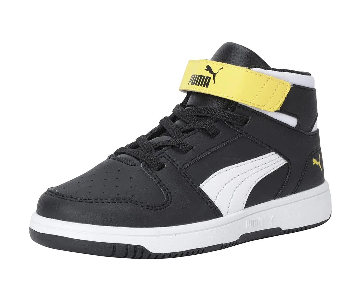 Детские кроссовки для мальчиков с высокой посадкой Rebound Layup Sl V Ps PUMA, Black PUMA Black PUMA White Dandelion