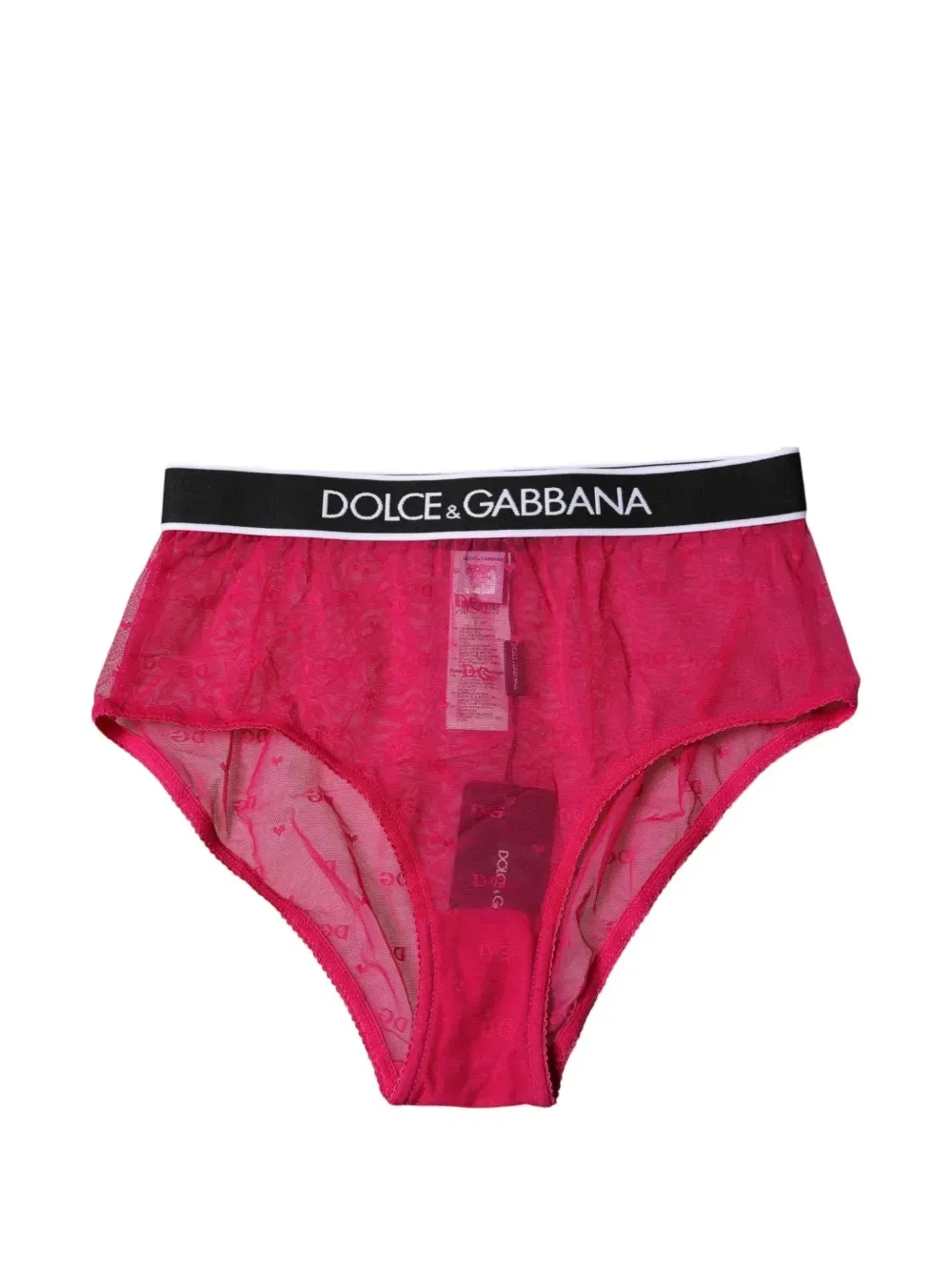 Кружевные трусики с цветочным узором и поясом с логотипом DOLCE & GABBANA, розовый
