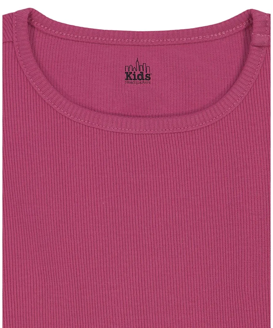 Комплект из футболки и джинсового платья-трапеции Kids Headquarters, Denim Pink — фото 3