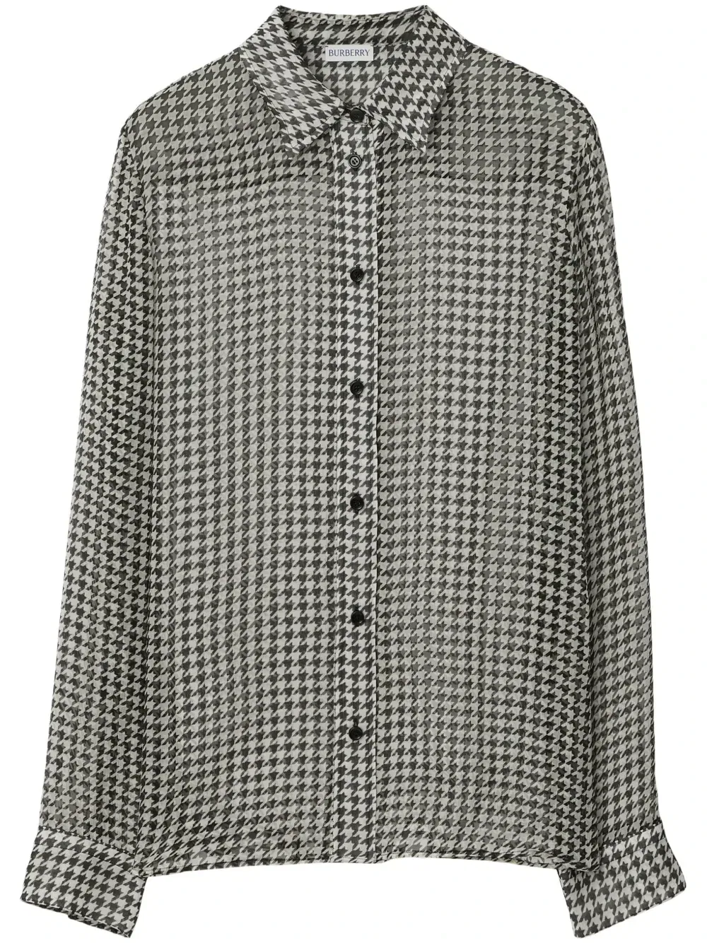 Шелковая рубашка в ломаную клетку BURBERRY, черный