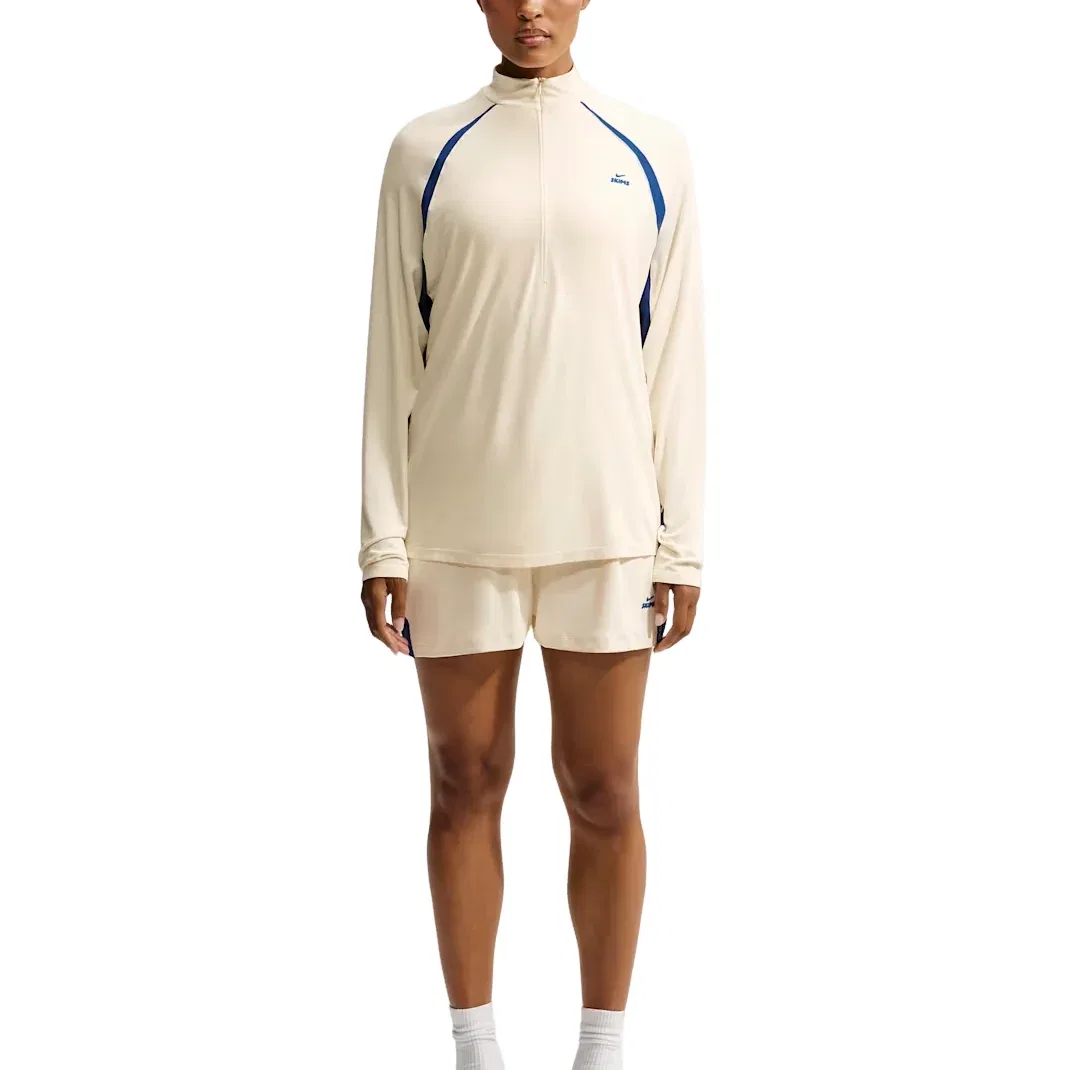 Женская футболка SKIMS Stretch Knit 1/2-Zip T-Shirt 'Actv Ivory Cobalt' Nike, Actv Ivory/Cobalt — фото 3