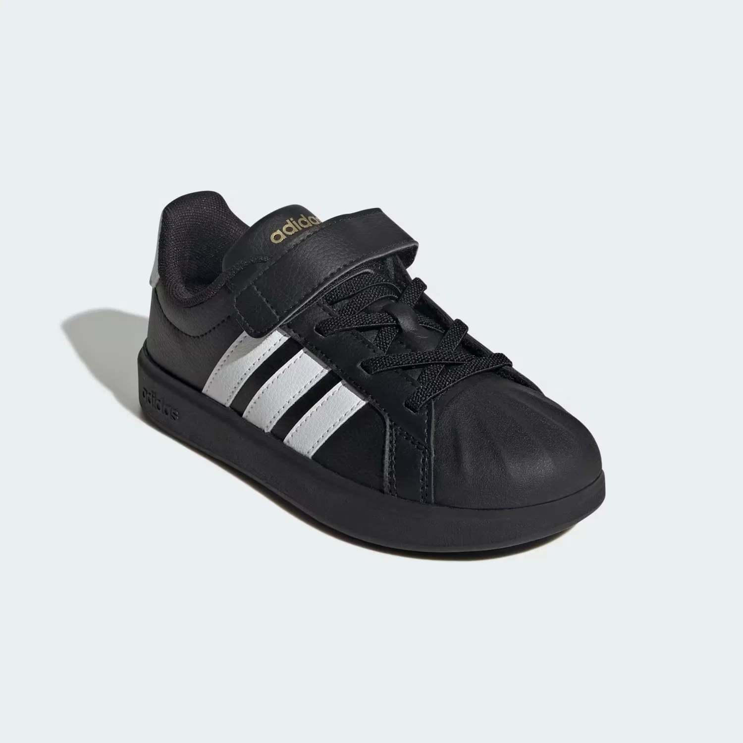 Детские кроссовки с мысом-ракушкой Streettalk Adidas Sportswear, черный/белый/золотистый — фото 4
