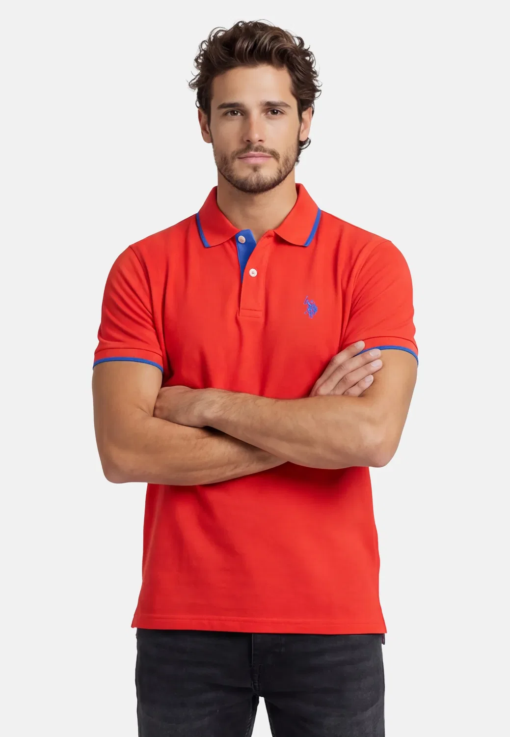 Мужское поло с контрастными полосками U.S. Polo Assn., Red