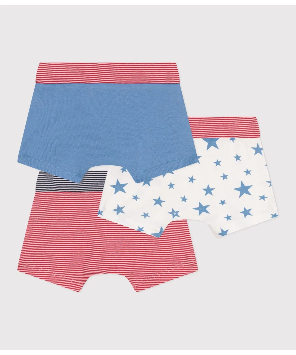 Детские трусы-боксеры комплект из 3 штук с принтом Petit Bateau, Blue — фото 2