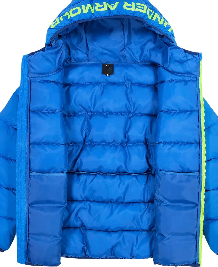 Куртка-пуховик с капюшоном, с полной застежкой-молнией, с принтом Under Armour, Blue — фото 4