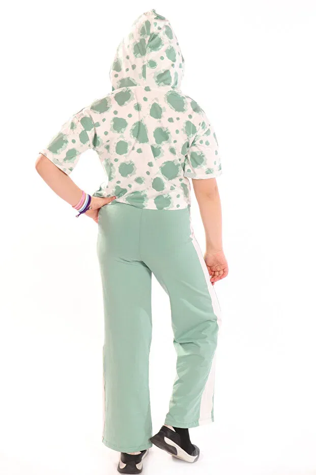 Детский комплект спортивного костюма для девочек с принтом Batik Print Toontoy, Green — фото 2