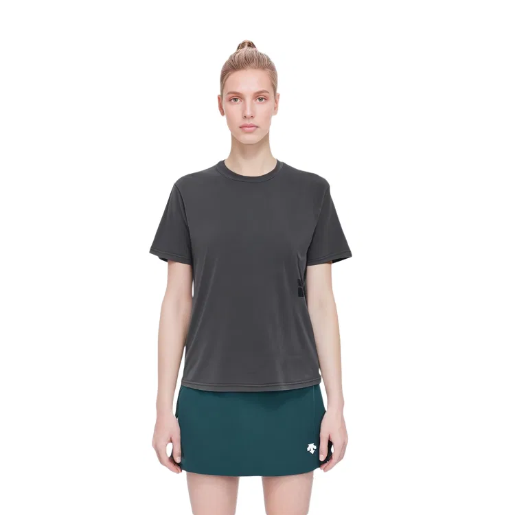 Футболка T By Puff Logo & Bound Neck Essential Jsy Ss Tee Soft Obsidian Alexander Wang, Black — фото 4