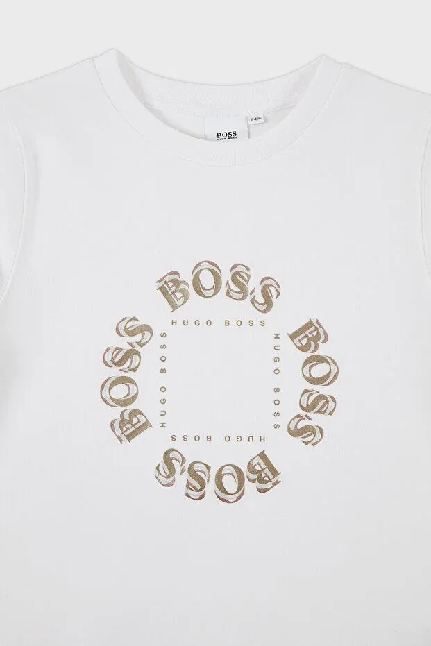 Детские свитшот для девочек хлопковый Hugo Boss, White — фото 3
