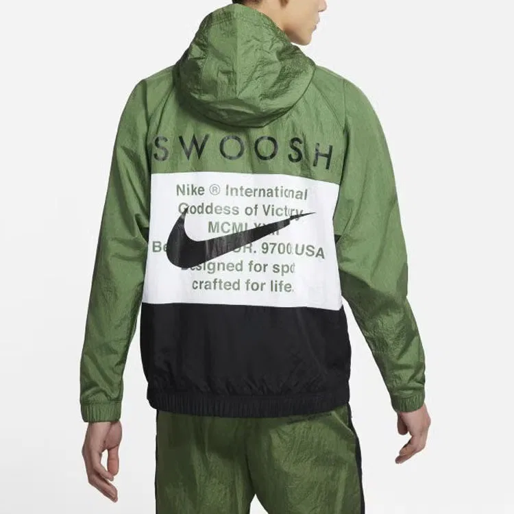 Куртка ветрозащитная с капюшоном Nike, зеленый — фото 2
