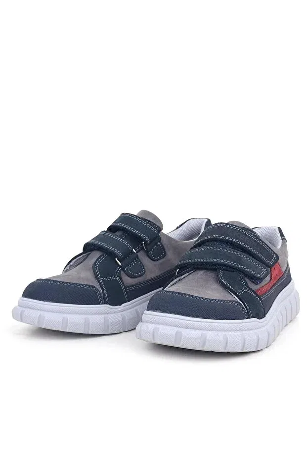 Детские повседневные спортивные туфли для мальчиков на липучке Genuine leather navy blue velcro children's casual sports school shoes Rıdvan Çelik, Navy Blue — фото 4